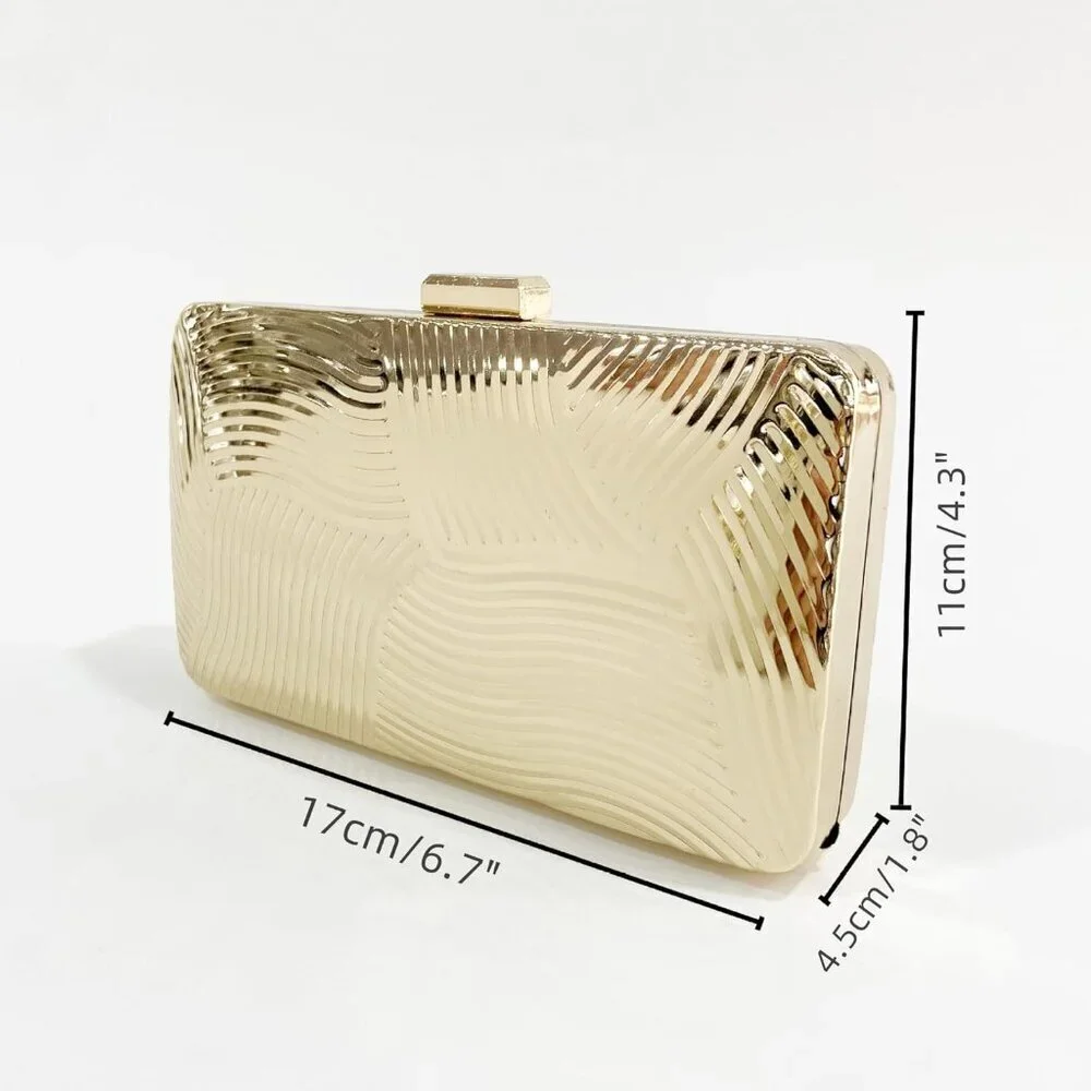 Acrylic Clutch Bag Women Metallic Stripes Evening Fashion Handbag